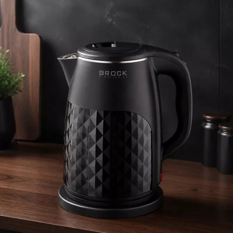 Brock WK 0618 BK elektrinis virdulys su dvigubomis sienelėmis 1,8L 1500W, juodas