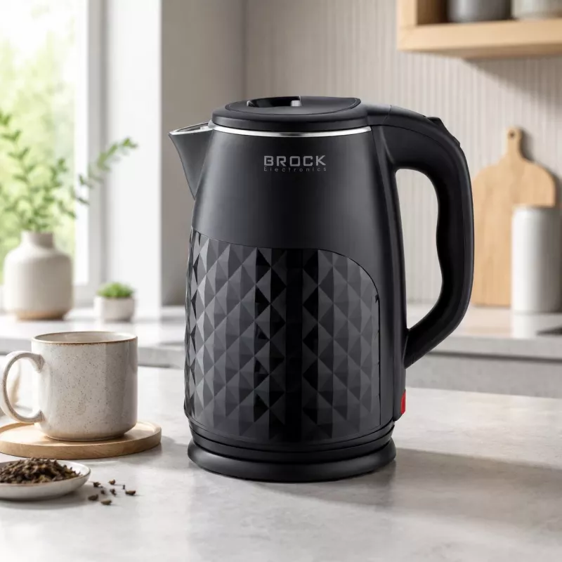 Brock WK 0618 BK elektrinis virdulys su dvigubomis sienelėmis 1,8L 1500W, juodas