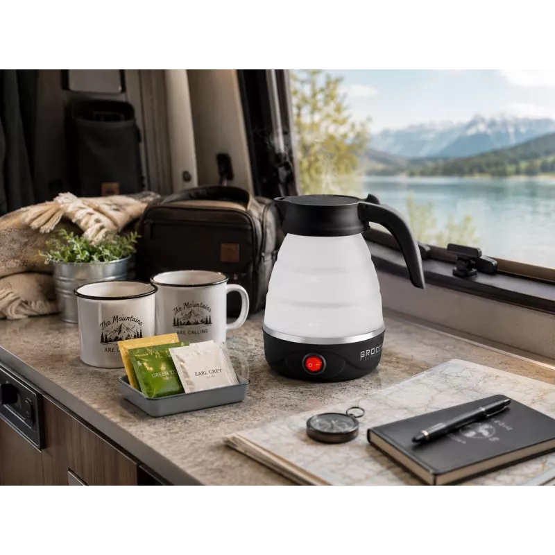 Brock WK 0904 BK sulankstomas kelioninis virdulys 0,5L 500W, juodas/baltas