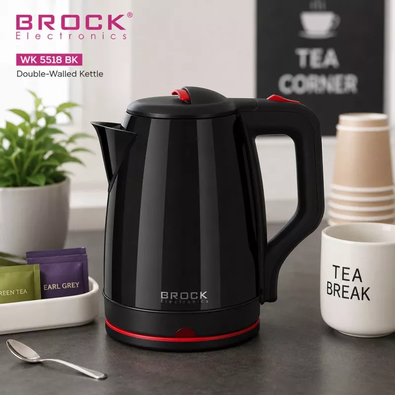 Brock WK 5518 BK elektrinis virdulys 2,0L 1500W juodas su 360° belaidžiu pagrindu