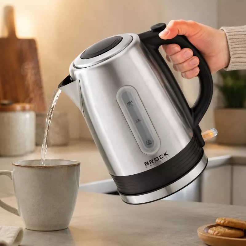 Brock WK 9903 SS elektrinis virdulys 1,7L 2200W juodas/nerūdijančio plieno su 360° pagrindu