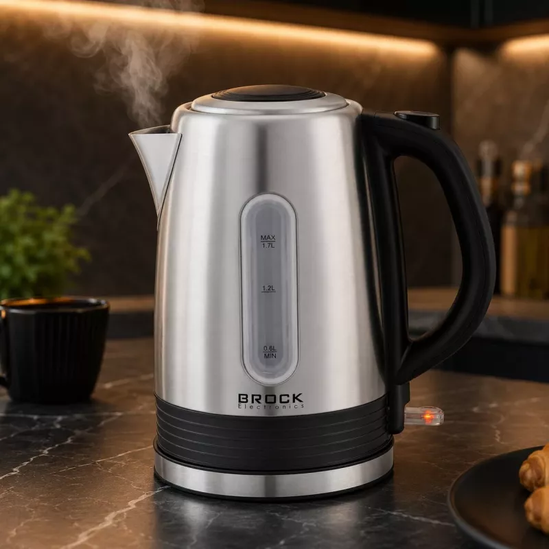 Brock WK 9903 SS elektrinis virdulys 1,7L 2200W juodas/nerūdijančio plieno su 360° pagrindu