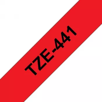 Brother TZe-441 laminuota etikečių juosta 18mm raudona su juodu 8m