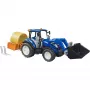 BRUDER New Holland T5.120 traktorius su priekiniu krautuvu, pakrovimo dėže ir šakėmis 1:16