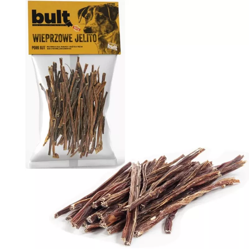 BULT džiovintos kiaulės žarnos skanėstas šunims – 100g