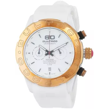 BULTACO H1PW43C-CW1 Moteriškas analoginis kvarcinis laikrodis 43mm balta odinė juosta