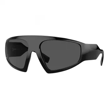 BURBERRY BE4369-300187 Unisex akiniai nuo saulės, juodas acetatas, kvadratinis, pilnas rėmas, pilki lęšiai 64/18/125 mm UV400