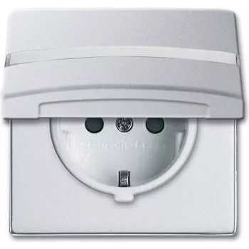 Busch-Jaeger 2064-0-0300 Schuko lizdo įdėklas, 2P+E, 16A, 250V, IP44, sidabrinis