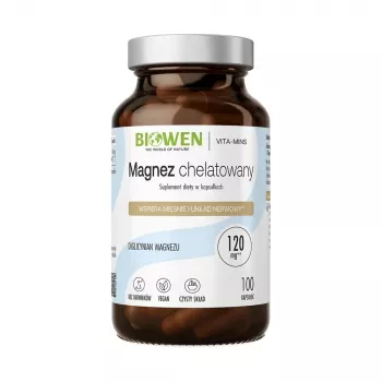 BWN BIOWEN Chelated Magnesium Bisglycinate – 100 kapsulių – 100 mg elementinio magnio kapsulėje – Veganiška, be glitimo, be GMO – Palaiko nervų sistemą ir raumenų funkciją