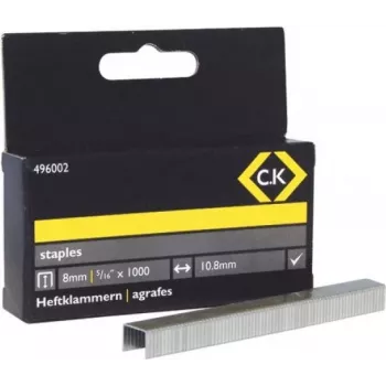 C.K Tools 496005 cinkuoto plieno plokščios vielos segtukai 10,5 x 14 mm, 1000 vnt. pakuotė (53 tipas)