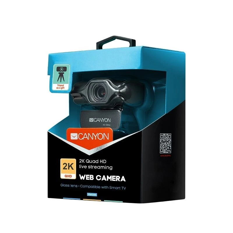 Canyon C6 2K Ultra Full HD 3.2MP internetinė kamera su USB 2.0, juoda