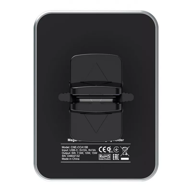 CANYON CH-15 Automobilinis laikiklis ir belaidis įkroviklis MegaFix, 15W, USB-C, juodas