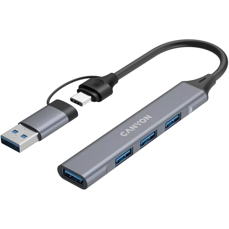CANYON DS-02 4-in-1 USB-A/C Hub Space Grey