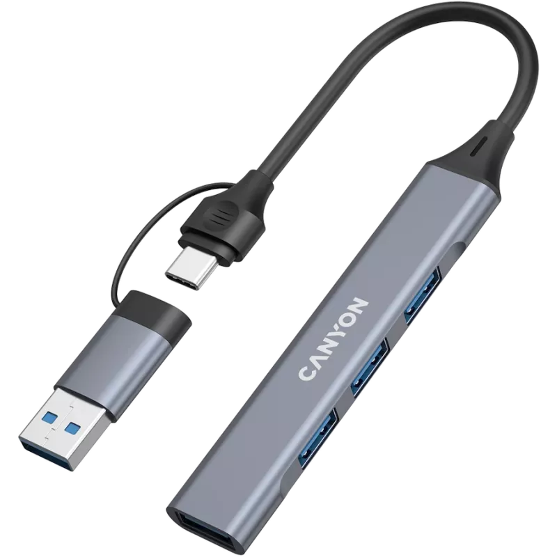 CANYON DS-02 4-in-1 USB-A/C Hub Space Grey