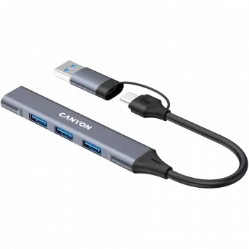 CANYON DS-02 4-in-1 USB-A/C Hub Space Grey