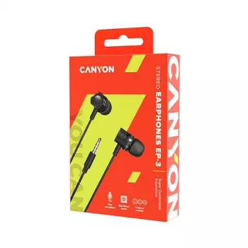CANYON EP-3 Ausinės su mikrofonu, 1,2 m plokščias laidas, tamsiai pilka