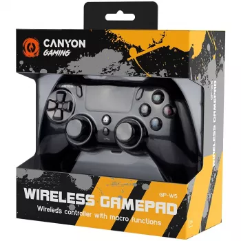 Canyon Gaming Wireless Gamepad GP-W5 su jutikliniu kilimėliu, skirtas PS4, juodas