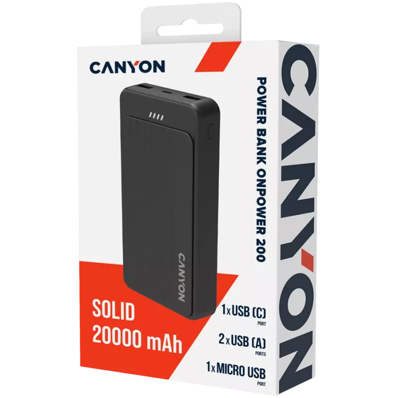 CANYON OnPower 200 Power Bank 20000mAh Juoda