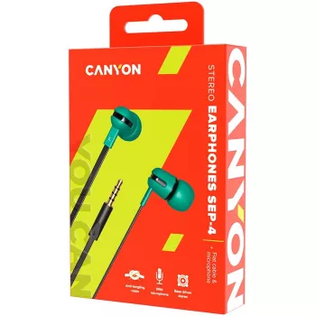 Canyon SEP-4 Stereo ausinės su mikrofonu, 1,2 m plokščias laidas