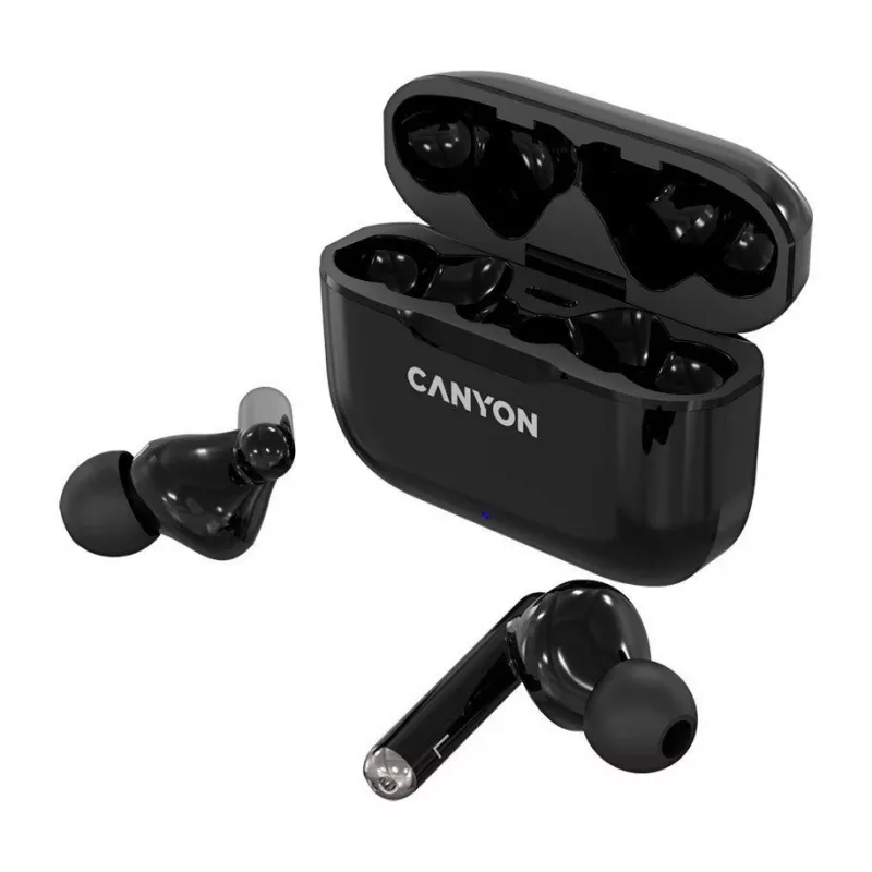 Canyon TWS-3 True Wireless Bluetooth ausinės su įkrovimo dėklu, juodos