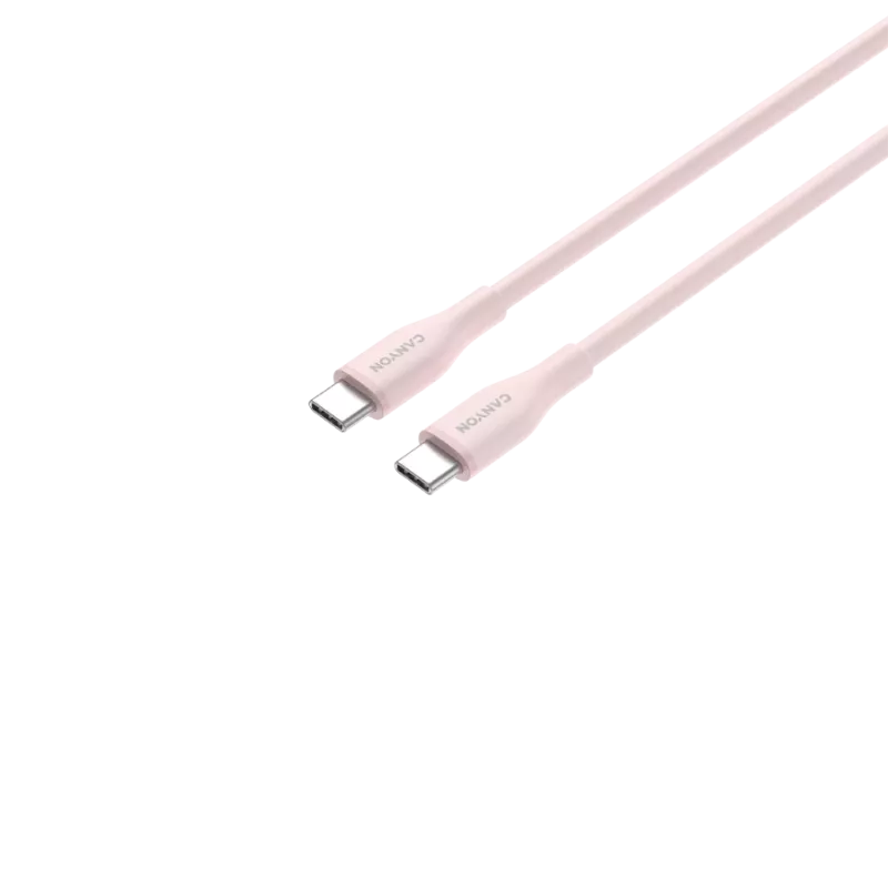 CANYON USB-C į USB-C laidas 60W 1m Silikoninis Pink Sand