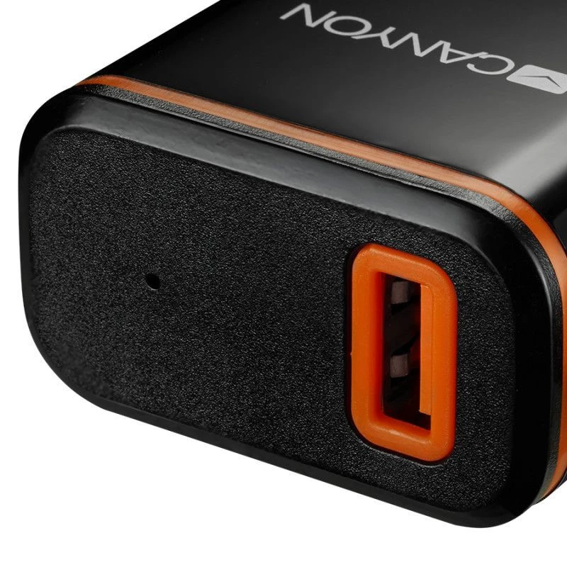 Canyon sieninis įkroviklis su USB Type-C kabeliu, 2.1A, juodas