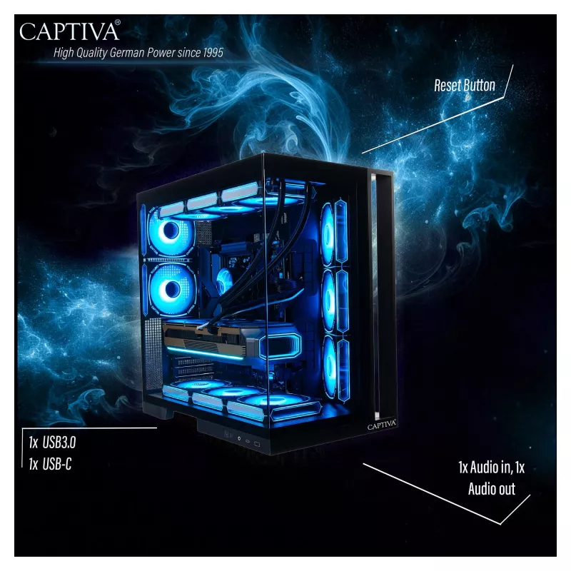CAPTIVA žaidimų kompiuteris I10-2668 Intel Core Ultra 7 270K Plus, 32GB DDR5 RAM, 1TB M.2 SSD, NVIDIA GeForce RTX 5070 Ti 16GB, Z890, Windows 11 Home