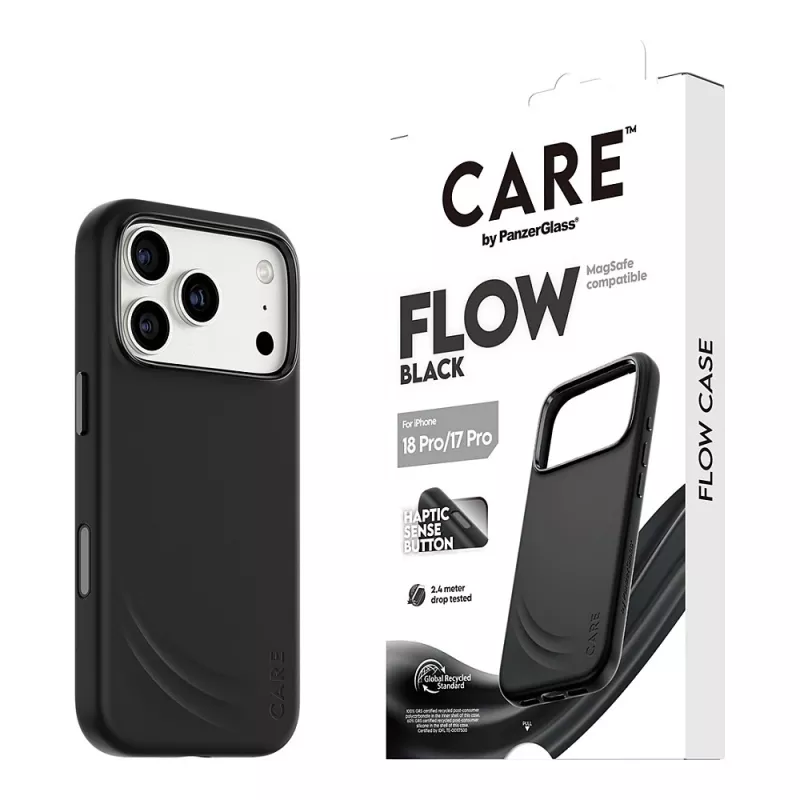 CARE by PanzerGlass Flow dėklas juodas su MagSafe, skirtas iPhone 17 Pro