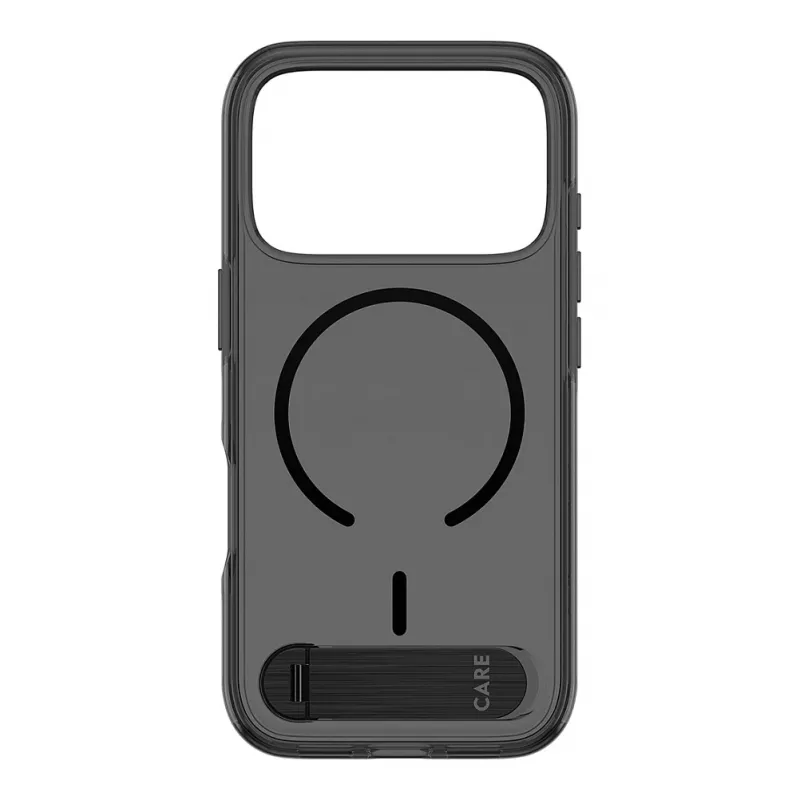 CARE by PanzerGlass dėklas su atrama Smokey Black MagSafe, skirtas iPhone 17 Pro