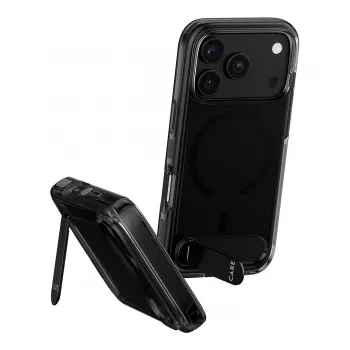 CARE by PanzerGlass dėklas su atrama Smokey Black MagSafe, skirtas iPhone 17 Pro