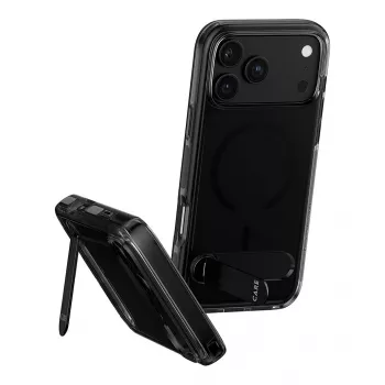 CARE by PanzerGlass „Kickstand“ dėklas „Smokey“ su juodu „MagSafe“ skirtas iPhone 17 Pro Max