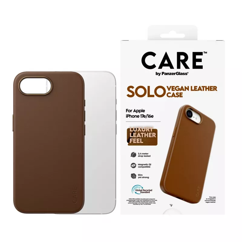 CARE by PanzerGlass Solo Case Brown, skirta iPhone 16e / 17e (CR46076)