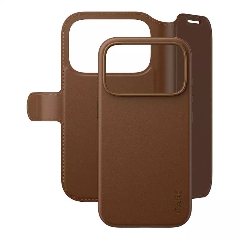CARE by PanzerGlass Tango 2-in-1 dėklas su pinigine rudas su MagSafe, skirtas iPhone 17 Pro