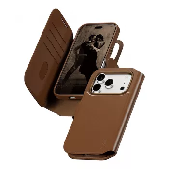 CARE by PanzerGlass Tango 2-in-1 dėklas su pinigine rudas su MagSafe, skirtas iPhone 17 Pro