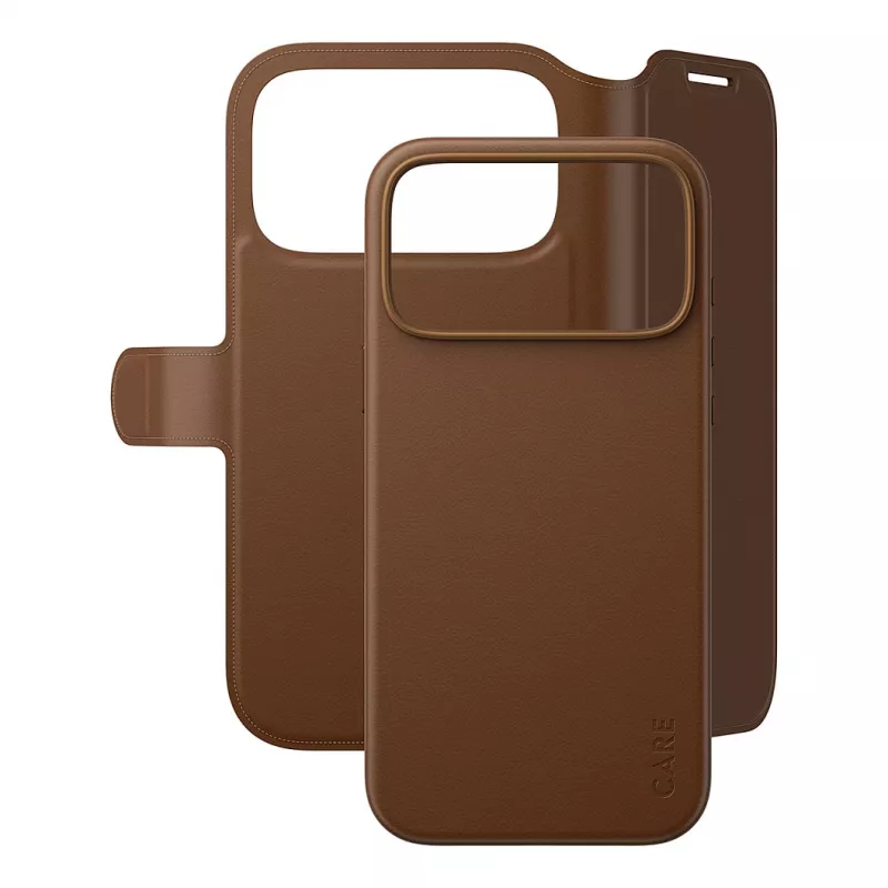 CARE by PanzerGlass Tango 2-in-1 piniginės dėklas rudas su MagSafe, skirtas iPhone 17 Pro Max