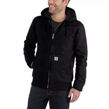 Carhartt Duck Active Jacket juoda - dygsniuota pamušalu vyriška darbo striukė
