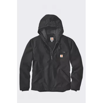 Carhartt vyriška išskalbtos drobės striukė su Sherpa pamušalu, juoda, L