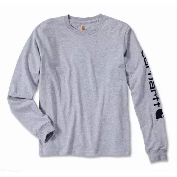 Carhartt Sleeve Logo Ilgomis rankovėmis marškinėliai - Heather Grey, L