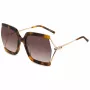 CAROLINA HERRERA HER0216GSLVL Moteriški drugelio formos akiniai nuo saulės - Havana acetato rėmelis, pilki gradientiniai lęšiai, UV400 apsauga