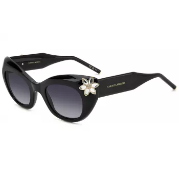 CAROLINA HERRERA Moteriški katės akies akiniai nuo saulės HER0215S807 - Juodas acetato rėmelis, pilki polikarbonato lęšiai, 50 mm