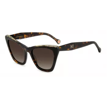CAROLINA HERRERA Moteriški Akiniai nuo Saulės HER0129SC9K Havana Acetatas Kvadratiniai Kačių Akys Rudi Gradientiniai 55mm