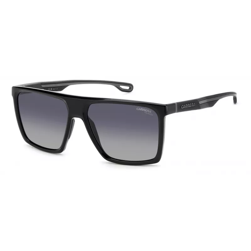 CARRERA 4019/S8 Vyriški stačiakampiai akiniai nuo saulės - Juodas acetatinis rėmelis su pilkais polikarbonatiniais lęšiais - 58/16/145 mm