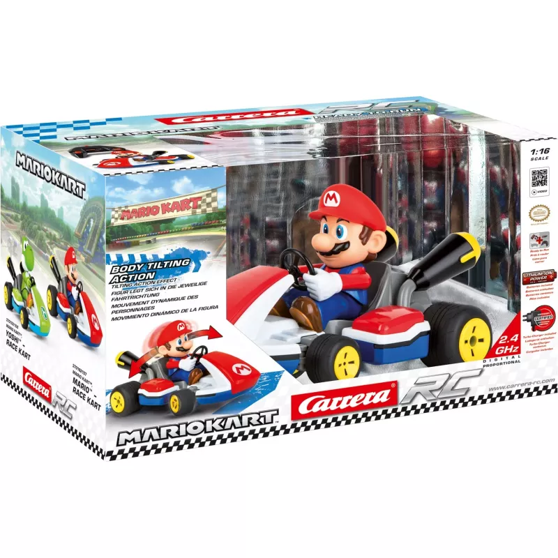 Carrera RC Mario Kart - Mario lenktyninis kartas su garsu raudonas/mėlynas, 1:16
