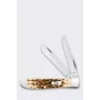 Case Mini Trapper SS Amber Bone peilis - 2 ašmenų sulankstomas kišeninis peilis, Tru-Sharp nerūdijantis plienas, autentiška gintaro kaulo rankena, slipjoint, JAV