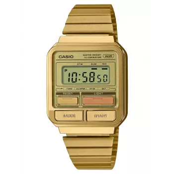CASIO A120WEG-9AEF Moteriškas vintage skaitmeninis laikrodis, 33,5 mm, aukso spalvos