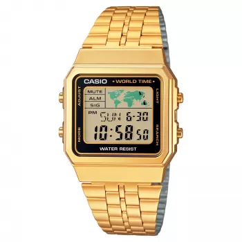 CASIO A500WGA-1 Vyriškas Skaitmeninis Laikrodis 39mm Auksinio Atspalvio Nerūdijantis Plienas