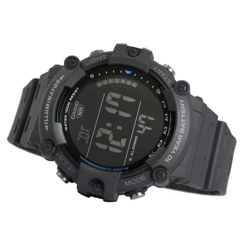 Casio AE-1500WH-8BVEF Vyriškas skaitmeninis laikrodis – derva dirželis, 100m atsparus vandeniui, pasaulinis laikas