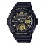CASIO AEQ-120W-9A Vyriškas analoginis-skaitmeninis laikrodis, 53,3 mm, juodas dervos korpusas, juoda dervos juosta, auksiniai akcentai