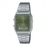 CASIO AQ-230A-3A Unisex analoginis-skaitmeninis laikrodis, 38,8 mm, žalias ciferblatas, sidabrinis nerūdijančio plieno dirželis
