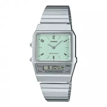 CASIO AQ-800E-3AEF Unisex Digitalinis-Analoginis Laikrodis 32mm Žalias Ciferblatas Sidabrinis Nerūdijantis Plienas
